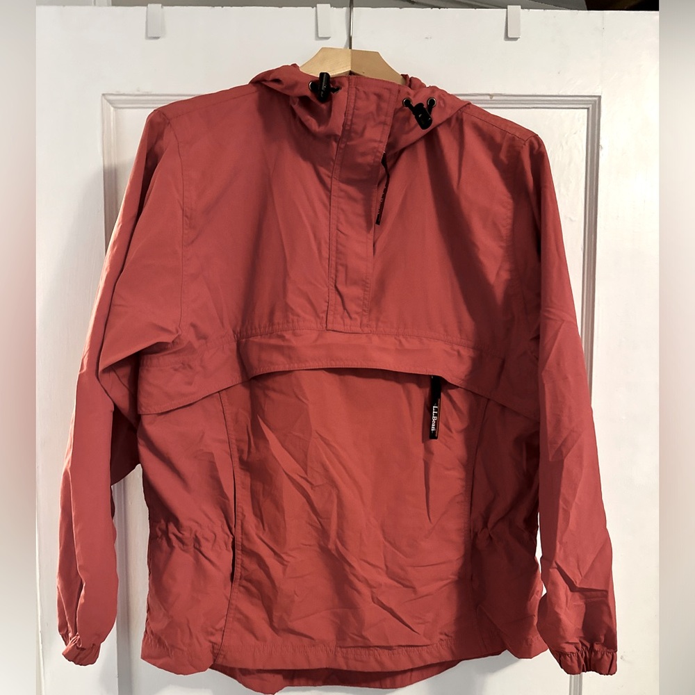 L.L.Bean Vintage Womens Jacket S Windbreaker Shell Red Hooded Anorak Pullover